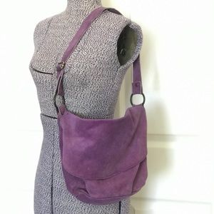 Purple suede slouch purse bag, urban outfitters